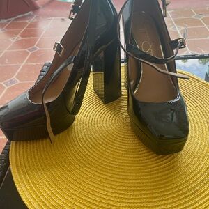 Black Patent Leather Platform Heels